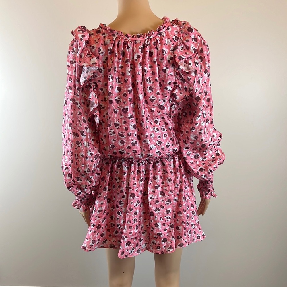 Ramy Brook Pink Floral Ruffled Penelope Mini Dress NWT - Picture 9 of 10